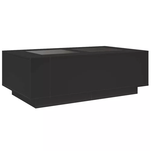 Fekete végtelen hatású LED-es dohányzóasztal 116 x 69 x 40 cm