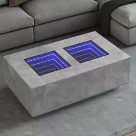   Betonszürke végtelen hatású LED-es dohányzóasztal 116x69x40 cm