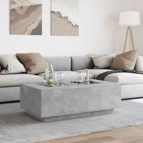 Betonszürke végtelen hatású LED-es dohányzóasztal 116x69x40 cm