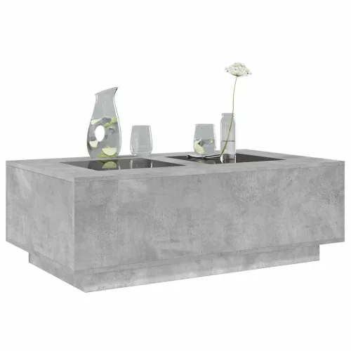 Betonszürke végtelen hatású LED-es dohányzóasztal 116x69x40 cm