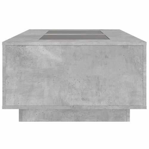 Betonszürke végtelen hatású LED-es dohányzóasztal 116x69x40 cm