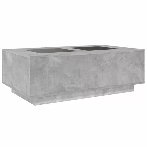 Betonszürke végtelen hatású LED-es dohányzóasztal 116x69x40 cm