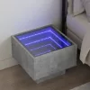 Betonszürke végtelen hatású LED-es éjjeliszekrény 40x40x30 cm
