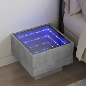   Betonszürke végtelen hatású LED-es éjjeliszekrény 40x40x30 cm