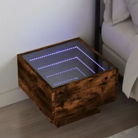   Füstös tölgy végtelen hatású LED-es éjjeliszekrény 40x40x30 cm