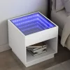 Fehér végtelen hatású LED-es éjjeliszekrény 50 x 50x 50 cm