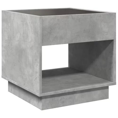 Betonszürke végtelen hatású LED-es éjjeliszekrény 50x50x50 cm