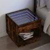 Füstös tölgy végtelen hatású LED-es éjjeliszekrény 50x50x50 cm