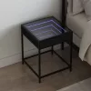 Fekete végtelen hatású LED-es éjjeliszekrény 40 x 40 x 51 cm