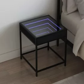   Fekete végtelen hatású LED-es éjjeliszekrény 40 x 40 x 51 cm