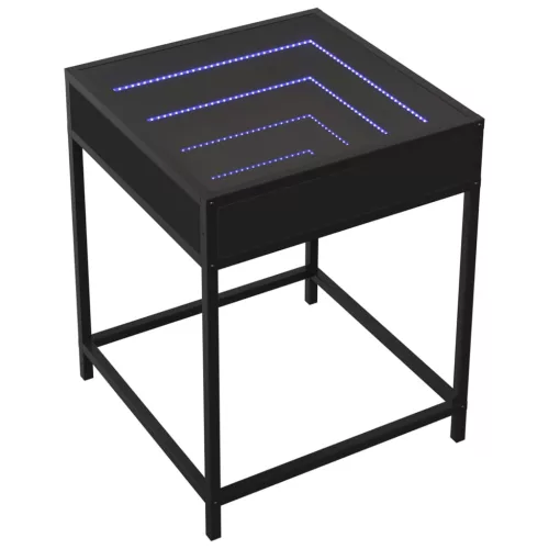 Fekete végtelen hatású LED-es éjjeliszekrény 40 x 40 x 51 cm