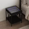 Fekete végtelen hatású LED-es éjjeliszekrény 40 x 40 x 49 cm