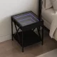 Fekete végtelen hatású LED-es éjjeliszekrény 40 x 40 x 49 cm