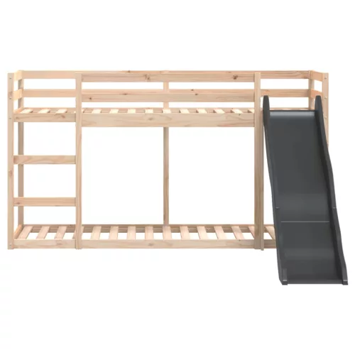 Tömör fenyőfa emeletes ágy csúszdával és létrával 80 x 200 cm
