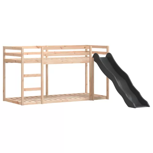 Tömör fenyőfa emeletes ágy csúszdával és létrával 90 x 190 cm
