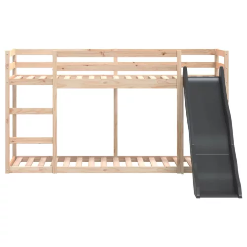 Tömör fenyőfa emeletes ágy csúszdával és létrával 90 x 190 cm