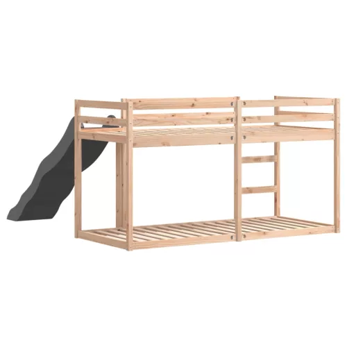 Tömör fenyőfa emeletes ágy csúszdával és létrával 90 x 190 cm