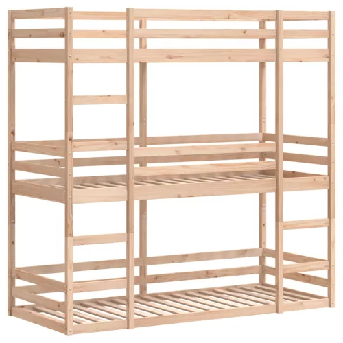 Tömör fenyőfa hármas emeletes ágy 80 x 200 cm