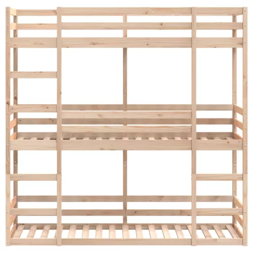 Tömör fenyőfa hármas emeletes ágy 80 x 200 cm