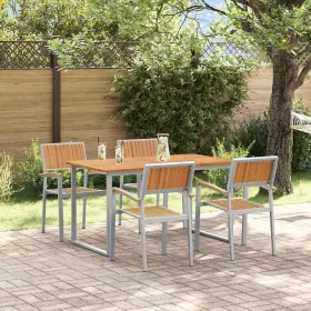 Kert étkező szett 5 pcs Szürke és barna 140 x 80 x 75 cm