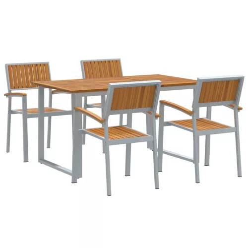 Kert étkező szett 5 pcs Szürke és barna 140 x 80 x 75 cm