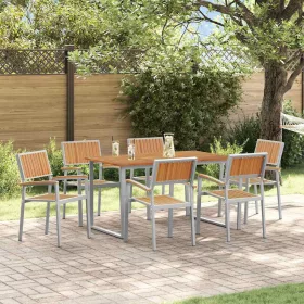 Kert étkező szett 7 pcs Szürke és barna 140 x 80 x 75 cm