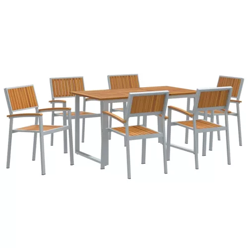 Kert étkező szett 7 pcs Szürke és barna 140 x 80 x 75 cm