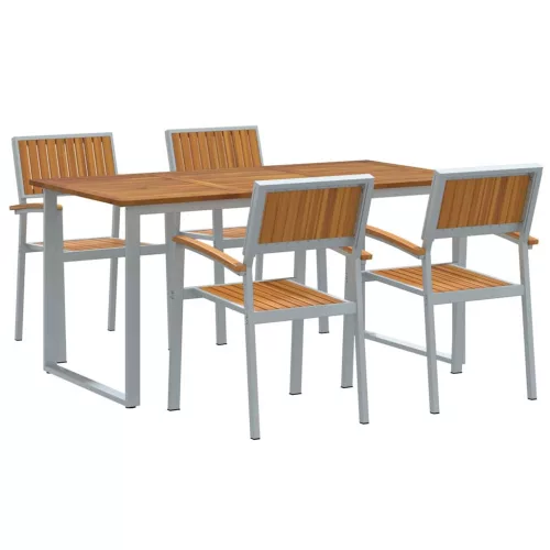 Kert étkező szett 5 pcs Szürke és barna 160 x 80 x 75 cm