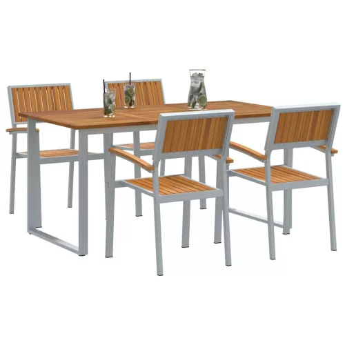 Kert étkező szett 5 pcs Szürke és barna 160 x 80 x 75 cm
