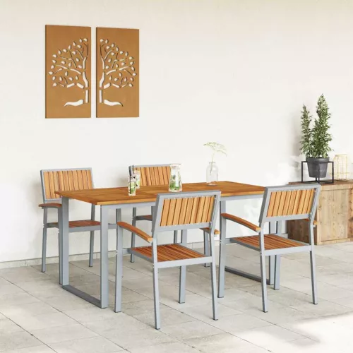Kert étkező szett 5 pcs Szürke és barna 160 x 80 x 75 cm