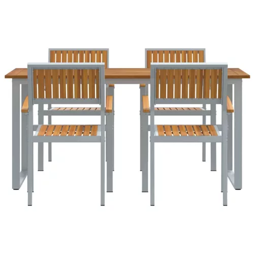 Kert étkező szett 5 pcs Szürke és barna 160 x 80 x 75 cm