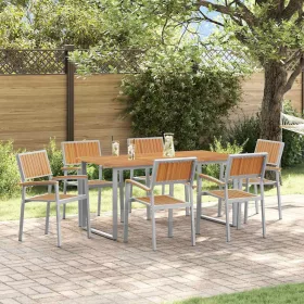 Kert étkező szett 7 pcs Szürke és barna 160 x 80 x 75 cm