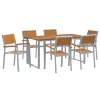 Kert étkező szett 7 pcs Szürke és barna 160 x 80 x 75 cm