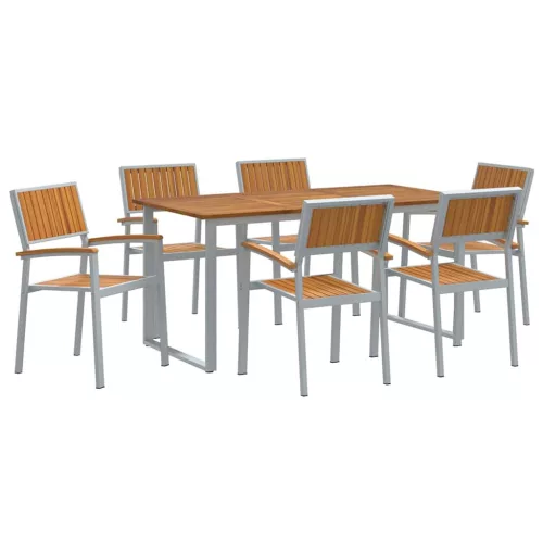 Kert étkező szett 7 pcs Szürke és barna 160 x 80 x 75 cm