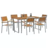 Kert étkező szett 7 pcs Szürke és barna 160 x 80 x 75 cm