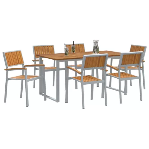 Kert étkező szett 7 pcs Szürke és barna 160 x 80 x 75 cm