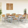 Kert étkező szett 7 pcs Szürke és barna 160 x 80 x 75 cm