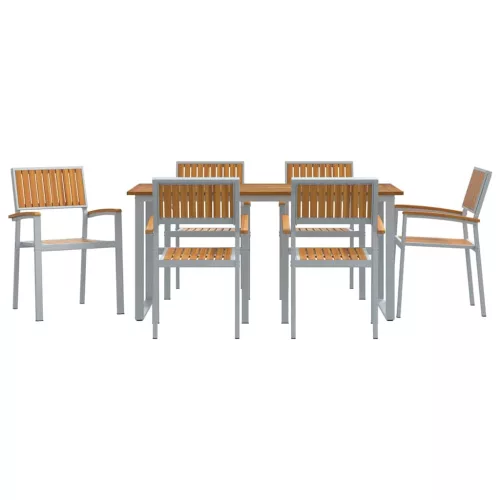 Kert étkező szett 7 pcs Szürke és barna 160 x 80 x 75 cm