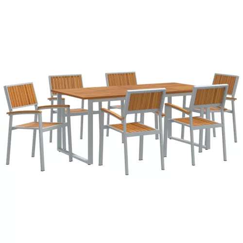 Kert étkező szett 7 pcs Szürke és barna 180 x 90 x 75 cm