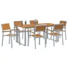 Kert étkező szett 7 pcs Szürke és barna 180 x 90 x 75 cm