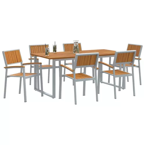Kert étkező szett 7 pcs Szürke és barna 180 x 90 x 75 cm