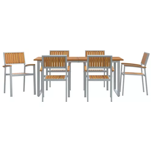 Kert étkező szett 7 pcs Szürke és barna 180 x 90 x 75 cm