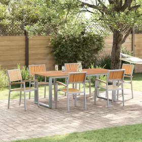 Kert étkező szett 7 pcs Szürke és barna 200 x 90 x 75 cm