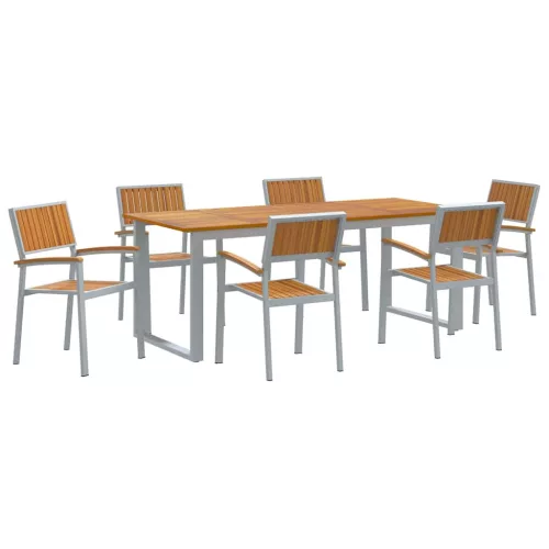Kert étkező szett 7 pcs Szürke és barna 200 x 90 x 75 cm
