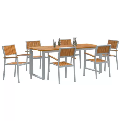 Kert étkező szett 7 pcs Szürke és barna 200 x 90 x 75 cm