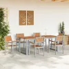 Kert étkező szett 7 pcs Szürke és barna 200 x 90 x 75 cm