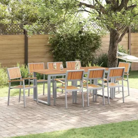 Kert étkező szett 9 pcs Szürke és barna 200 x 90 x 75 cm