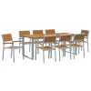 Kert étkező szett 9 pcs Szürke és barna 200 x 90 x 75 cm