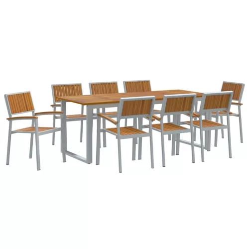 Kert étkező szett 9 pcs Szürke és barna 200 x 90 x 75 cm