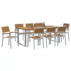 Kert étkező szett 9 pcs Szürke és barna 200 x 90 x 75 cm